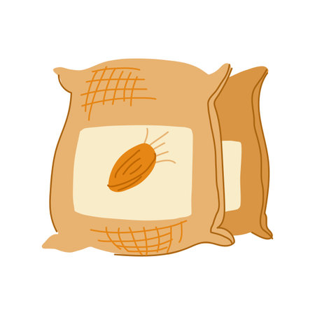 breakfast cereal bag cartoon vector illustrationのイラスト素材