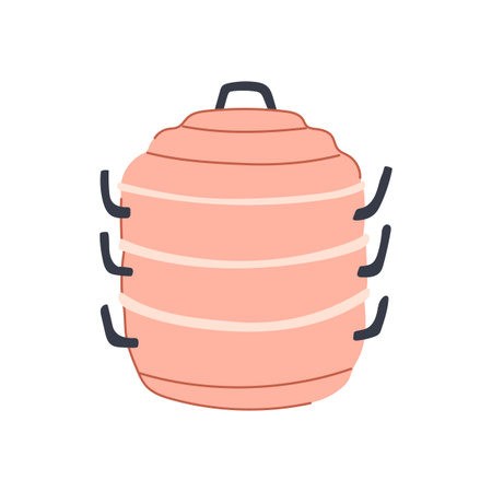 food steamer pot cartoon vector illustrationのイラスト素材
