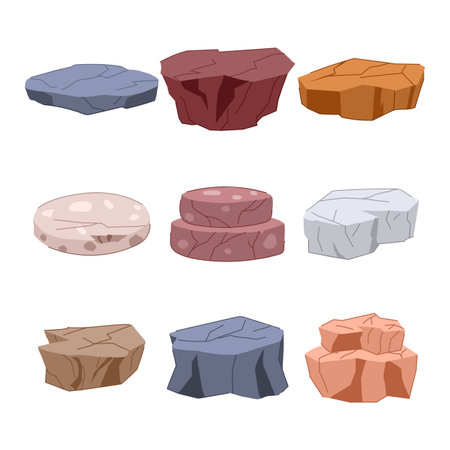 stone platform set cartoon vector illustrationのイラスト素材