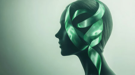 photo mental health awareness green ribbonの素材