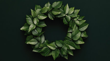 photo green leaf floral wreathの素材