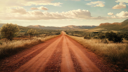 countryside red dirt roadの素材