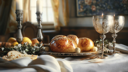 candles shabbat tableの素材