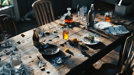 disorganized messy tableの素材