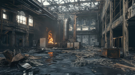 smoke fire damage industrialの素材