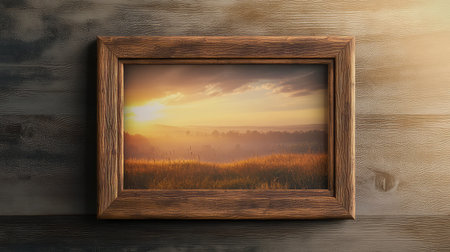 decor landscape wooden frame with matの素材