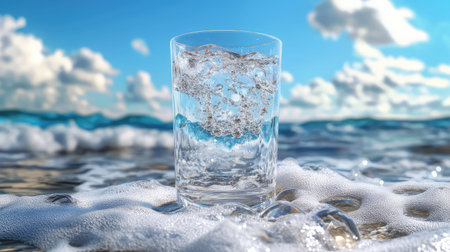 transparency glass of salt waterの素材