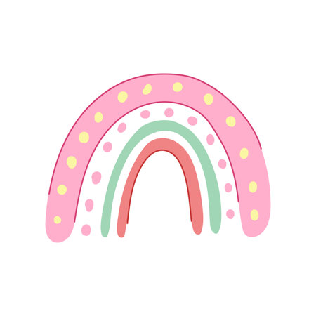 whimsical baby boho rainbow cartoon vector illustrationのイラスト素材