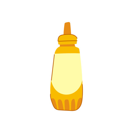 yellow mustard bottle cartoon vector illustrationのイラスト素材