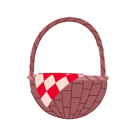 blanket picnic basket cartoon vector illustrationのイラスト素材