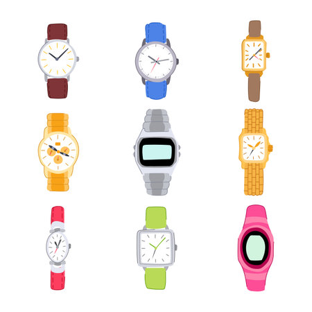 watch wrist set cartoon vector illustrationのイラスト素材
