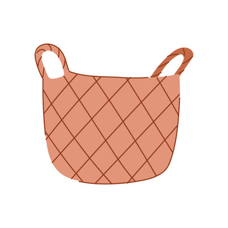 rattan wicker basket cartoon vector illustrationのイラスト素材