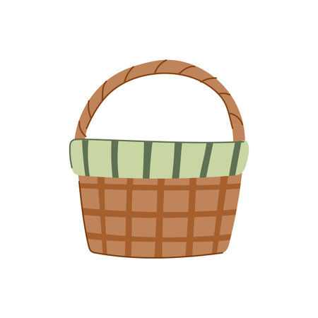 picnic wicker basket cartoon vector illustrationのイラスト素材