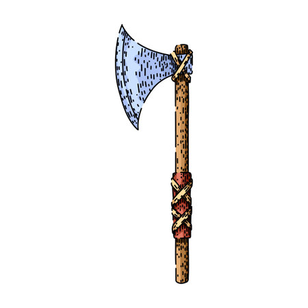 throwing axe medieval sketch hand drawn vectorのイラスト素材