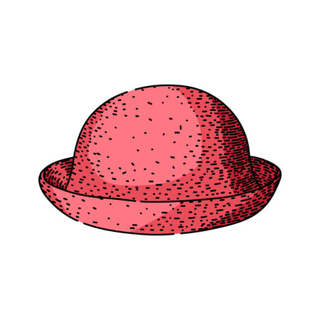 accessory bowler hat sketch hand drawn vectorのイラスト素材
