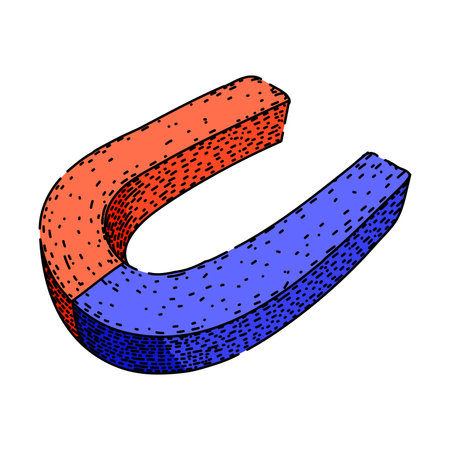 neodymium magnet sketch hand drawn vectorのイラスト素材