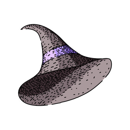 magic witch hat sketch hand drawn vector