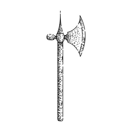 halberd axe medieval sketch hand drawn vectorのイラスト素材