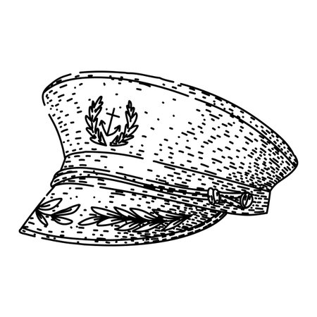 ocean sailor captain hat sketch hand drawn vectorのイラスト素材