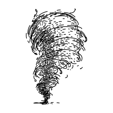 cyclone tornado sketch hand drawn vectorのイラスト素材