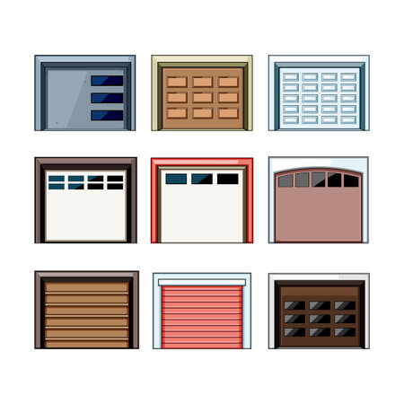 garage door set cartoon vector illustrationのイラスト素材