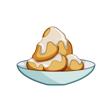 cinnamon greek loukoumades cartoon vector illustrationのイラスト素材