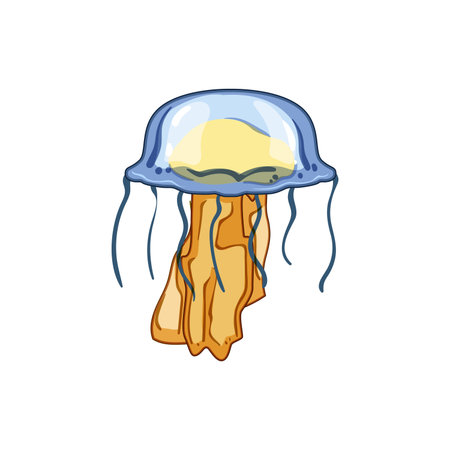 marine jellyfish cartoon vector illustrationのイラスト素材