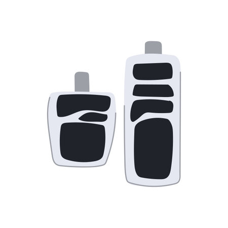 Car pedals, including an accelerator and brake, are illustrating concepts of speed, control, and transportation on a clean white background, highlighting essential driving mechanismsのイラスト素材