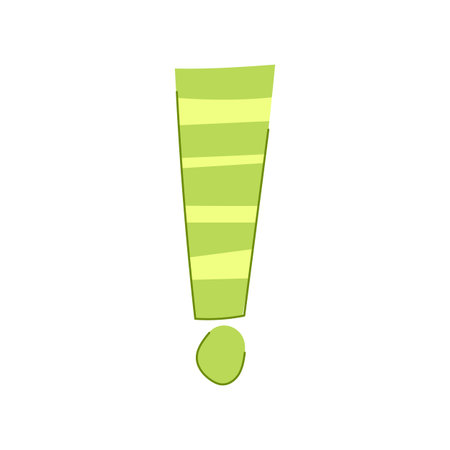 Exclamation mark graphic illustrating concepts of attention, warning, notice, alert, idea, and making a statement with its distinctive green color and hand drawn styleのイラスト素材