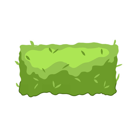 Green garden hedge providing a natural barrier and landscaping element from a top down perspective, featuring various shades of foliage creating visual depth on a white backgroundのイラスト素材