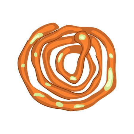 Indian sweet dessert jalebi with syrup on a plain white background, offering a delicious taste of traditional south asian cuisine perfect for food conceptsのイラスト素材