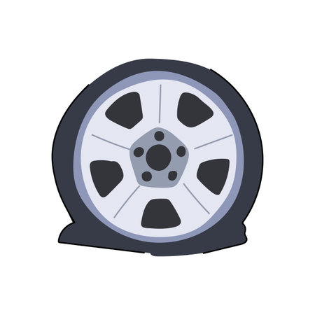 Flat tire losing air pressure, illustrating vehicle breakdown, road emergency, and the need for...