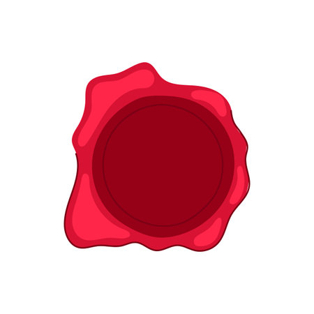 Red wax seal stamp creating a classic symbol of authenticity, confirmation, and official approval, often used for important documents in historical contextsのイラスト素材