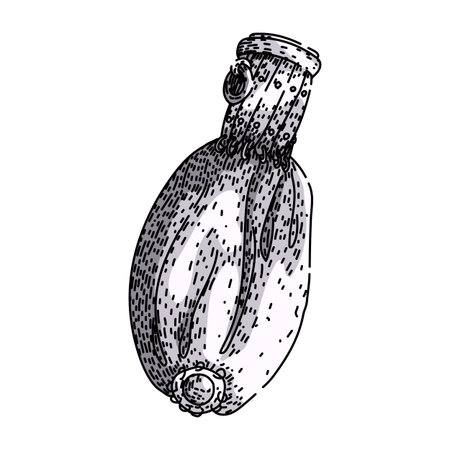 Hand drawn vintage style coin purse depicting saving money, financial security, and wealth, created with ink lines and gray shading on a white backgroundのイラスト素材