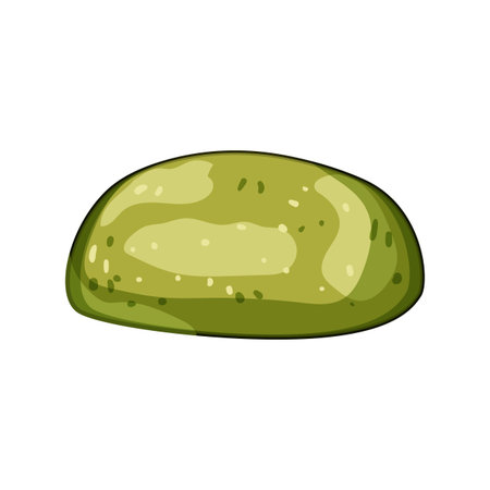 Matcha dessert drawing a vibrant green Japanese sweet with a soft, rounded shape and speckled texture, symbolizing traditional Asian confectionery and delicious snacksのイラスト素材