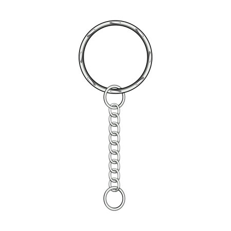Metal split ring providing a secure attachment point for keys or ornaments, connected to a short chain of individual metal links, finishing with a small open ringのイラスト素材
