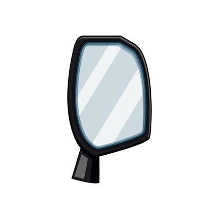 Car side mirror illustration providing a visual for concepts like road safety, driving awareness, and rearview technology, essential for monitoring surrounding traffic conditionsのイラスト素材