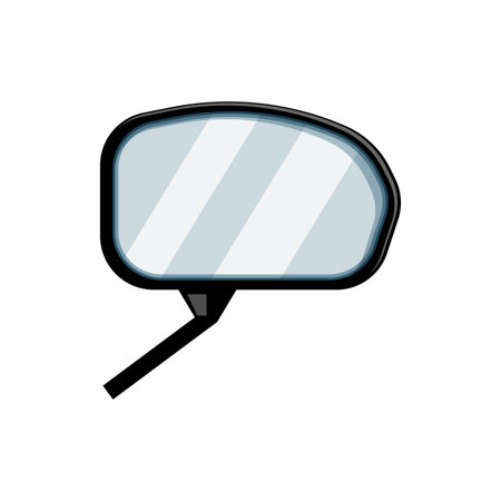 Car mirror showing a clear reflective surface and black casing, representing essential automotive parts and symbolizing concepts of road safety and awarenessのイラスト素材