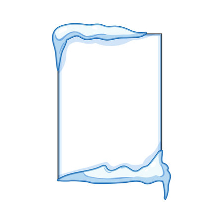 Winter snow and ice elements forming a decorated rectangular border frame on a white background, useful for seasonal graphic design promoting christmas, new year, and holiday conceptsのイラスト素材