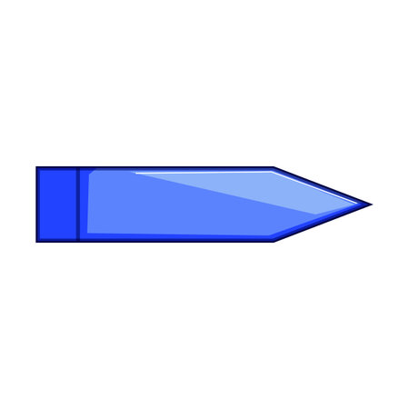 Blue glossy arrow graphic element representing a sticky note tab or banner, indicating direction, navigation, or marking important information on a document or interfaceのイラスト素材