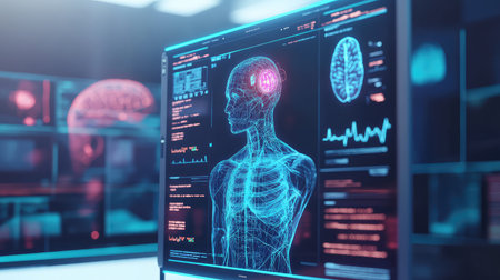 technology realistic 3d style rotating telemedicine display