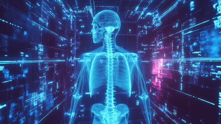 3d low poly style futuristic x ray scan image