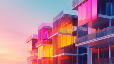 view smooth gradient of a multi unit complex sliced view