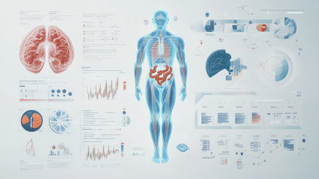 anatomy medical infographic simulation with organic texture