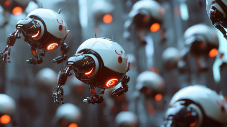 i futuristic style of a flickering robot swarm