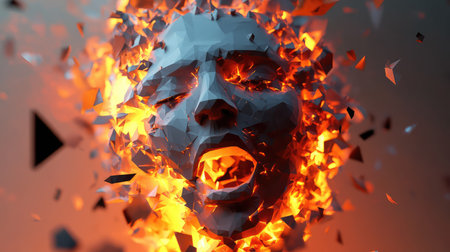 3d low poly style exploding face