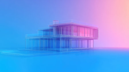 rchitecture blueprint of a rotating house in a smooth gradient style