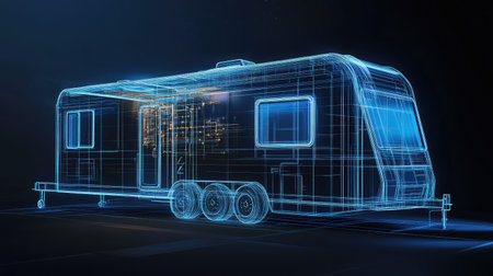 mobile high tech holographic projection of a mobile home design