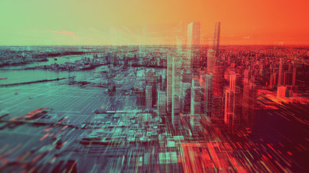 glitch exploring urban zoning map with a glitch effect
