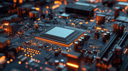 texturing animating a low poly style motherboard